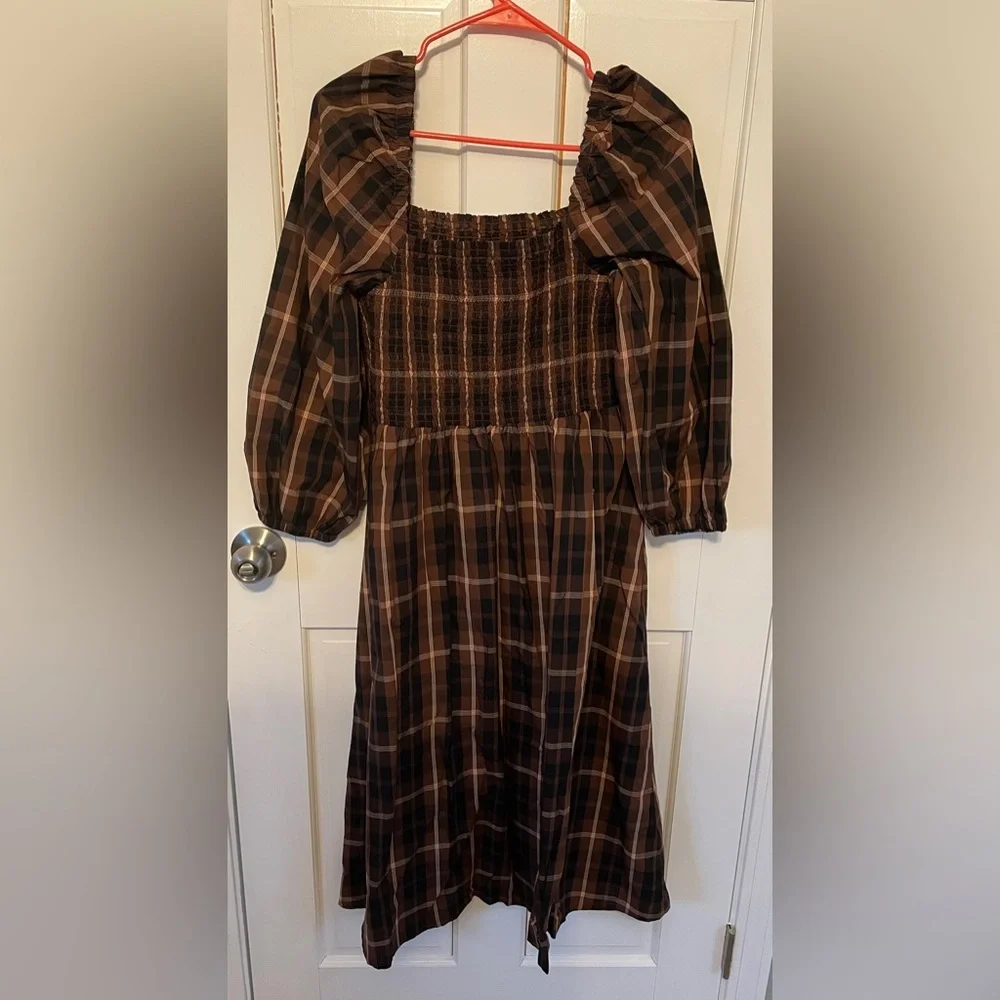 J.Crew Smocked Puff-sleeve Dress in Friday Plaid - Picture 5 of 7